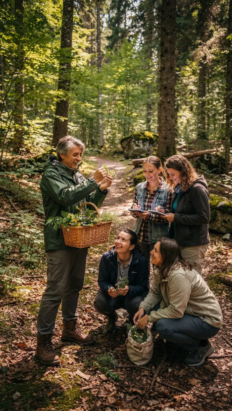 Ručne zbierané bylinky na prípravu čaju v slnečnom prostredí