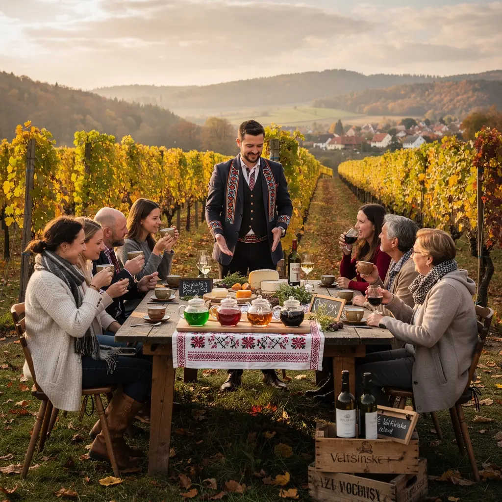 Šťastná rodina vychutnávajúca si čajový rituál v záhrade