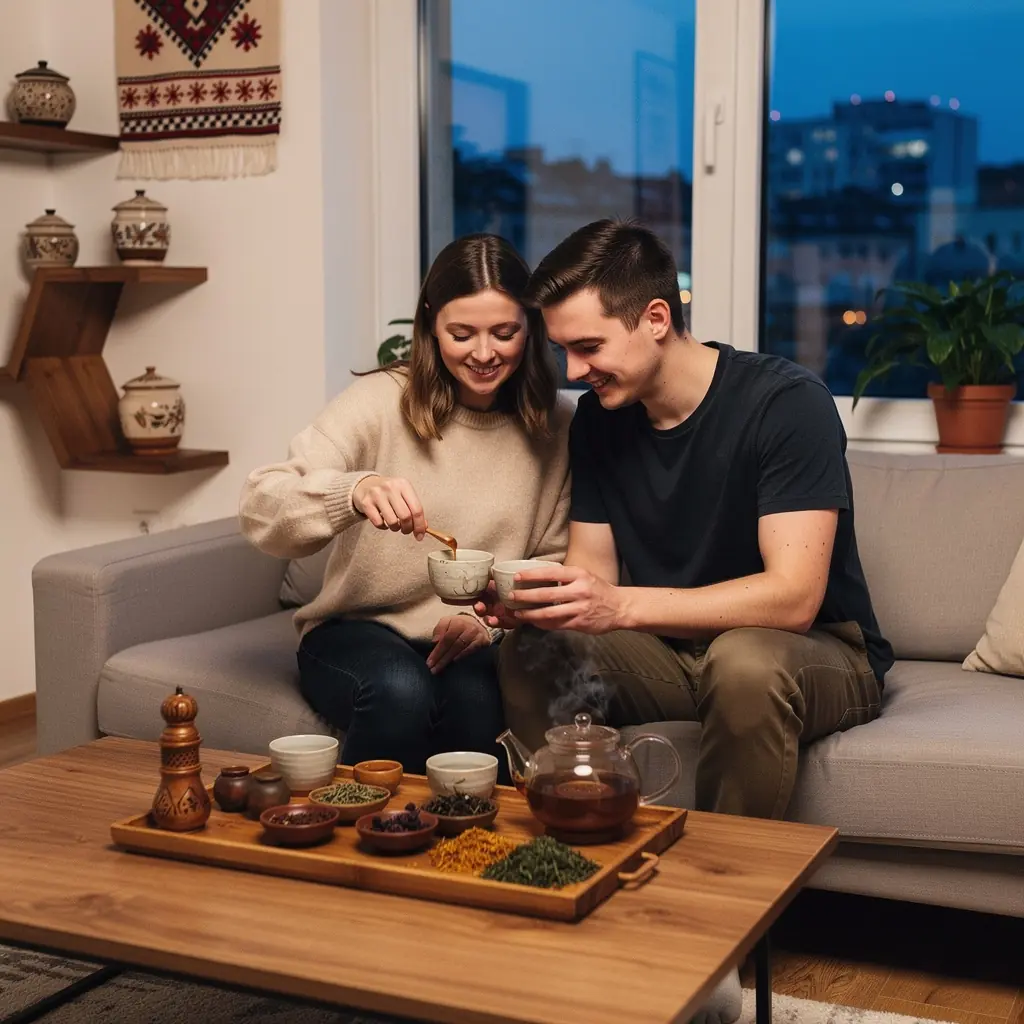 Detailný záber na šálku čaju s medom a citrónom na stole